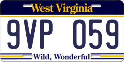 WV license plate 9VP059