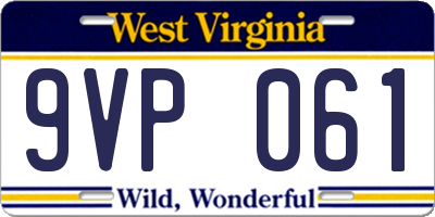 WV license plate 9VP061
