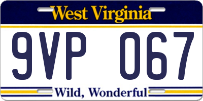 WV license plate 9VP067