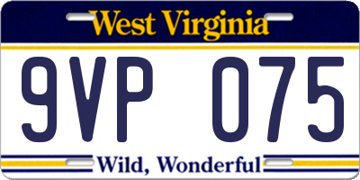 WV license plate 9VP075