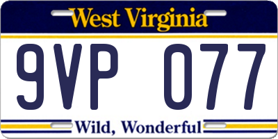 WV license plate 9VP077