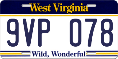 WV license plate 9VP078