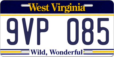 WV license plate 9VP085