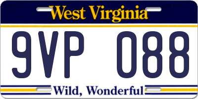 WV license plate 9VP088