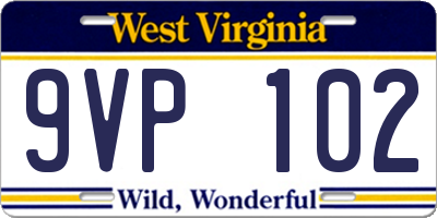 WV license plate 9VP102