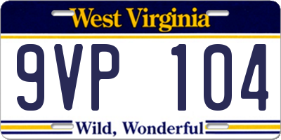 WV license plate 9VP104