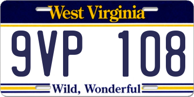 WV license plate 9VP108