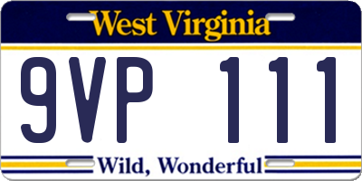 WV license plate 9VP111
