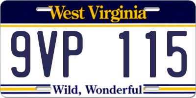 WV license plate 9VP115