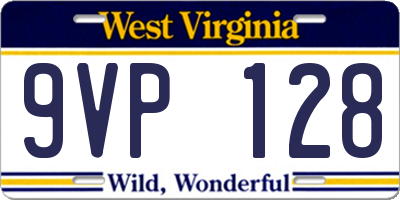 WV license plate 9VP128