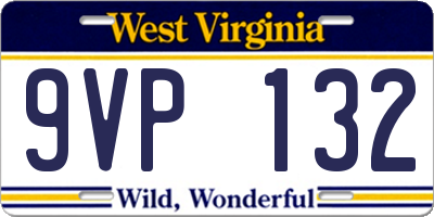 WV license plate 9VP132