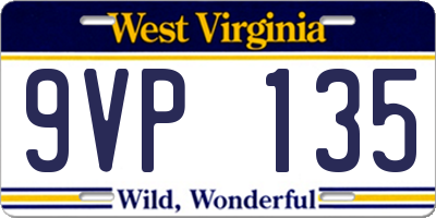 WV license plate 9VP135