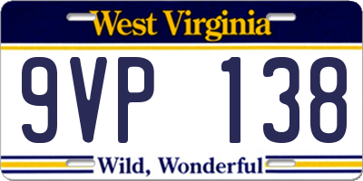 WV license plate 9VP138