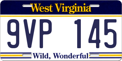 WV license plate 9VP145