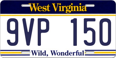 WV license plate 9VP150