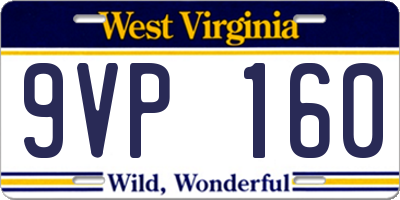 WV license plate 9VP160