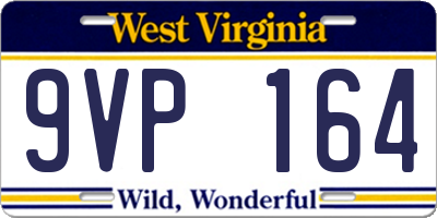 WV license plate 9VP164