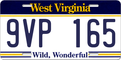 WV license plate 9VP165