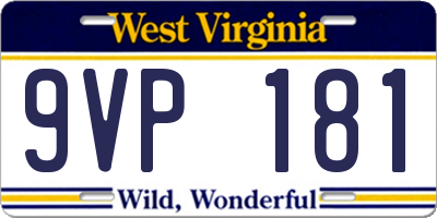 WV license plate 9VP181
