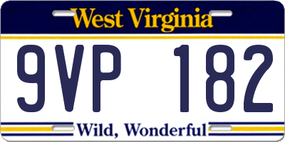 WV license plate 9VP182