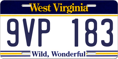 WV license plate 9VP183