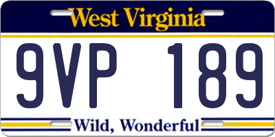 WV license plate 9VP189