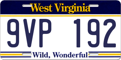 WV license plate 9VP192