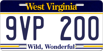 WV license plate 9VP200