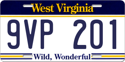 WV license plate 9VP201