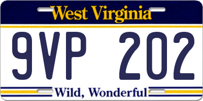 WV license plate 9VP202
