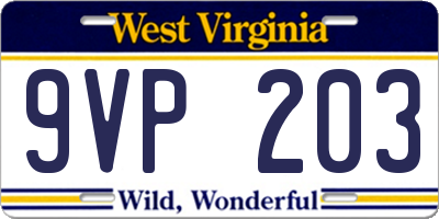 WV license plate 9VP203