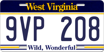 WV license plate 9VP208