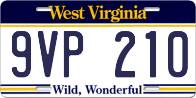 WV license plate 9VP210