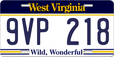 WV license plate 9VP218