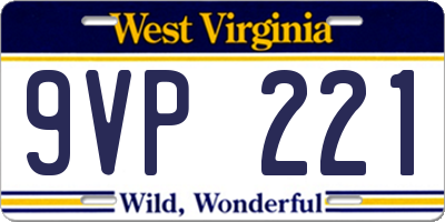 WV license plate 9VP221