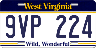 WV license plate 9VP224