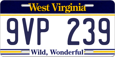 WV license plate 9VP239