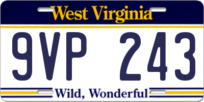 WV license plate 9VP243