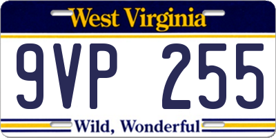 WV license plate 9VP255