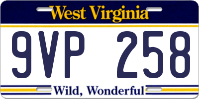 WV license plate 9VP258