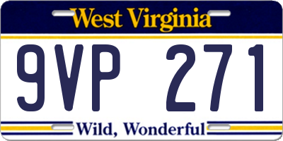 WV license plate 9VP271