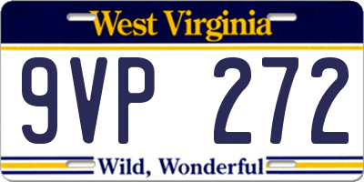 WV license plate 9VP272