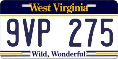 WV license plate 9VP275