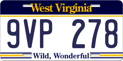WV license plate 9VP278