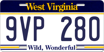 WV license plate 9VP280