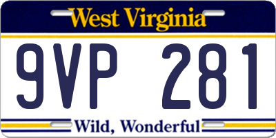 WV license plate 9VP281