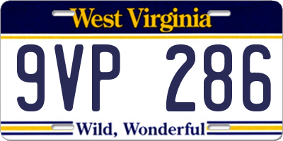 WV license plate 9VP286