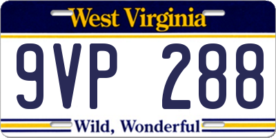 WV license plate 9VP288