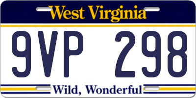 WV license plate 9VP298