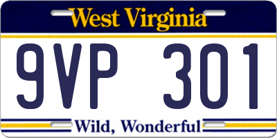 WV license plate 9VP301